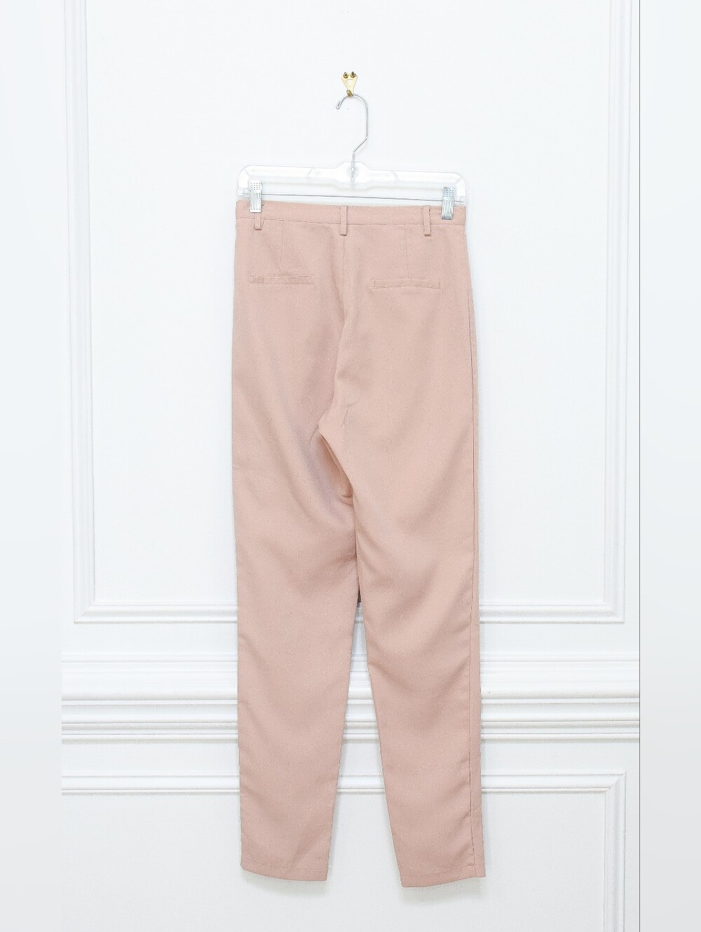 Showpo High Waisted Tapered Pleat Front Pants Trousers Pink Tan Slacks Size 8 - Picture 5 of 8